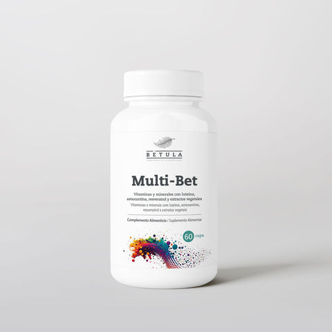 Multi-Bet Bétula, multivitamínico com 13 vitaminas e 9 minerais, frasco de 60 cápsulas