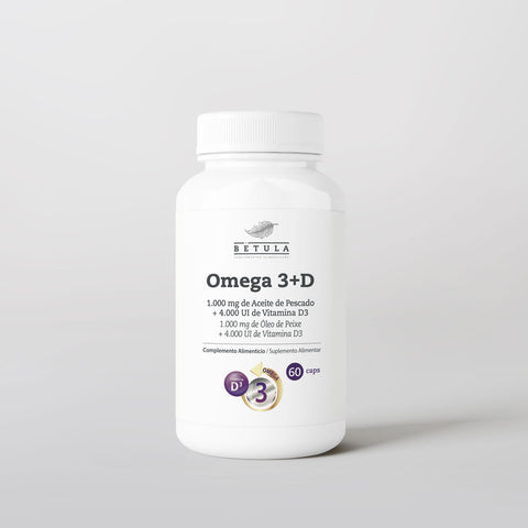 Omega 3 + D Bétula, óleo de peixe com EPA, DHA e vitamina D3, embalagem de 60 cápsulas