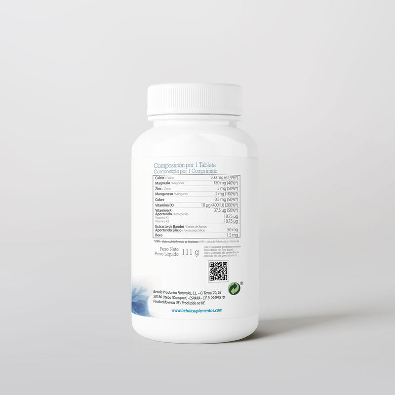Osteobet 60 Comp Bétula — verso com tabela nutricional e ingredientes