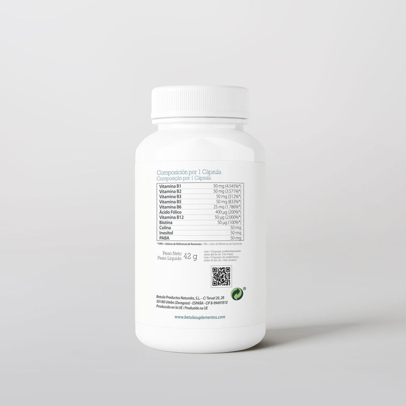 Vita B Complex 60 Caps Bétula — verso com tabela nutricional e ingredientes