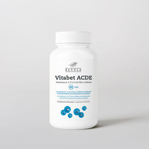 Vitabet ACDE Bétula, vitaminas A, C, D e E com zinco e selénio, frasco de 90 cápsulas