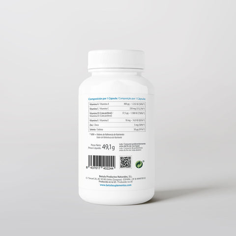 Vitabet ACDE 90 Caps Bétula — verso com tabela nutricional e ingredientes