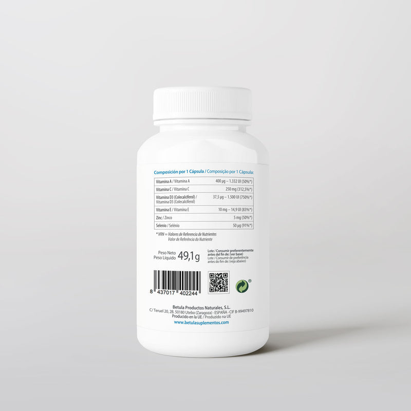 Vitabet ACDE 90 Caps Bétula — verso com tabela nutricional e ingredientes