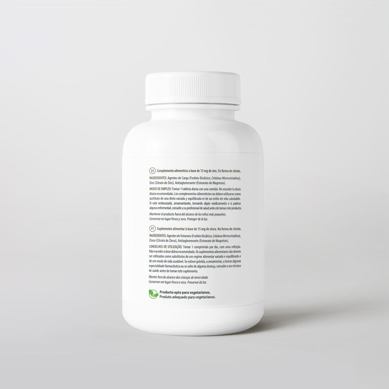 Zinc 15 mg 180 Comp Bétula — vista lateral