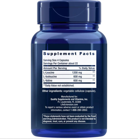 Branched Chain Amino Acids 90 Caps LifeExtension Life Extension