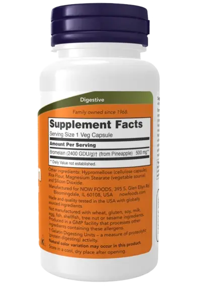 Bromelain 500 mg 60 Caps Now - Viva Saudável