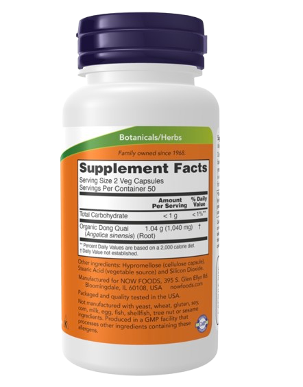 Dong Quai 520 mg 100 cápsulas Now
