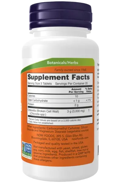 Chlorella 1000 mg 60 Comp. Now - Viva Saudável