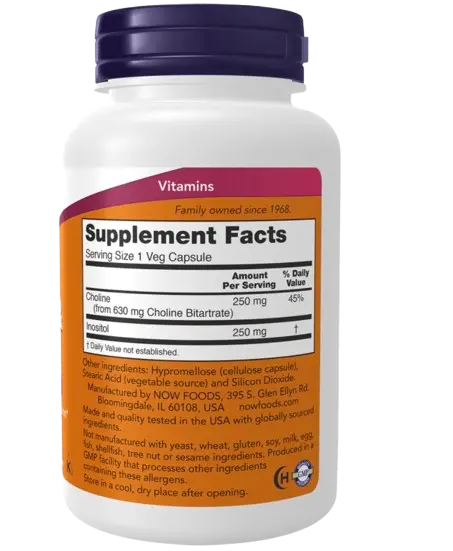 Choline & Inositol 100caps  Now - Viva Saudável