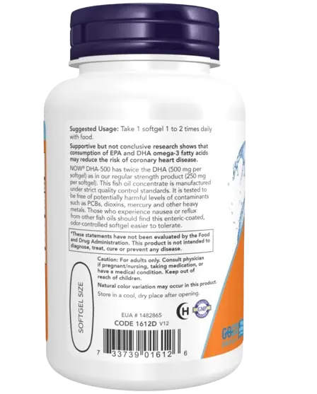 DHA Alta Potencia 500 mg 90 Caps Now - Viva Saudável