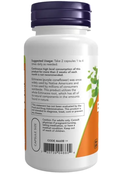Echinacea Root 400 mg 100 Caps Now - Viva Saudável