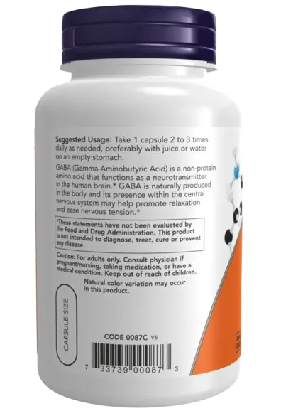 Gaba + Vitamina B6 500mg 100 cápsulas Now NOW
