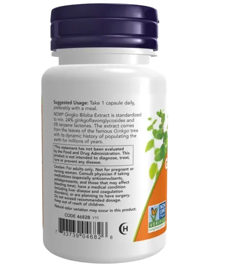 Ginkgo Biloba 120mg 50caps Now - Viva Saudável