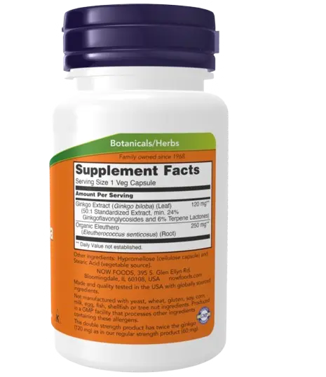 Ginkgo Biloba 120mg 50caps Now - Viva Saudável
