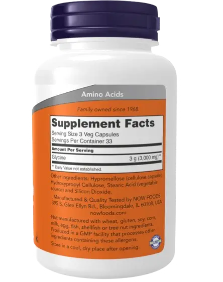 Glycine 1000 mg 100 caps Now NOW