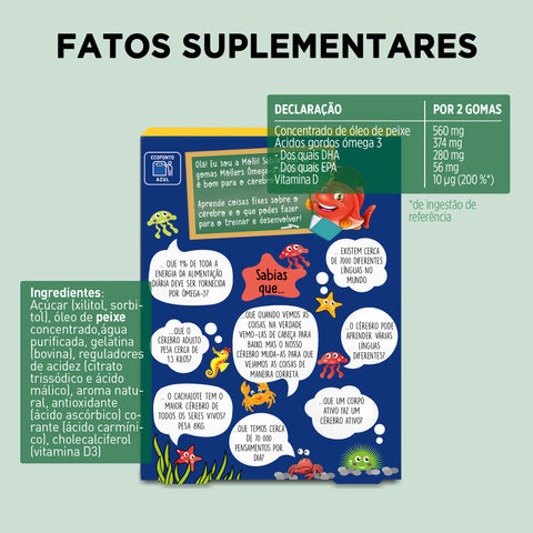 Gomas ómega-3 Möller's sabor morango para crianças, 36 unidades – informação nutricional