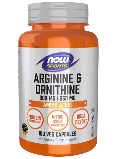 L-Arginina / Ornitina 500mg/250mg 100 Caps Now Sports - Viva Saudável