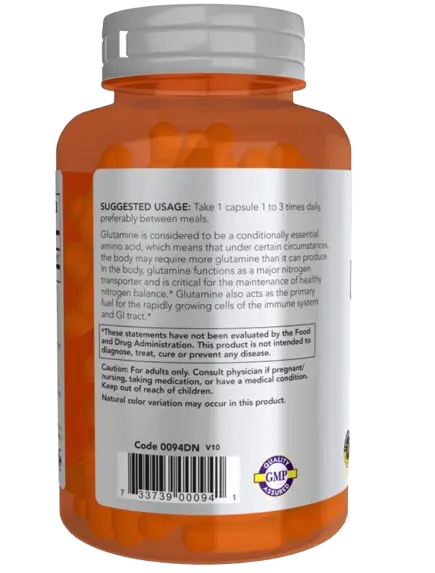 L-Glutamine 1000 mg 120 Caps Now Sports - Viva Saudável