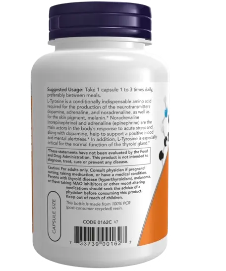 L-Tyrosine 500mg 60caps Now - Viva Saudável