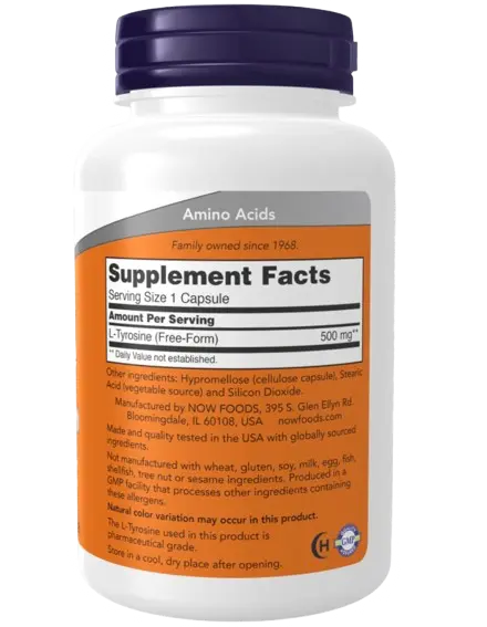 L-Tirosina 500mg 60cápsulas Now Foods - Viva Saudável