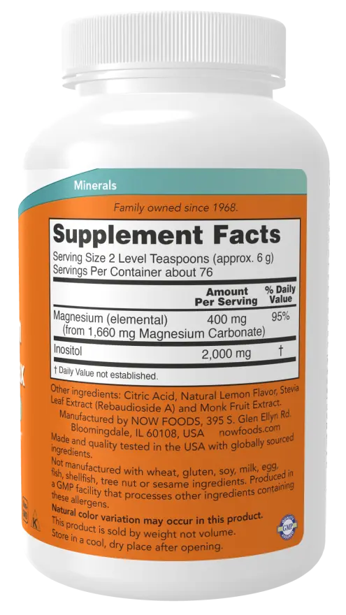 Magnesium Inositol Relax 454gr Now - Viva Saudável