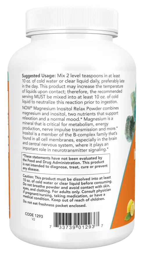 Magnesium Inositol Relax 454gr Now - Viva Saudável