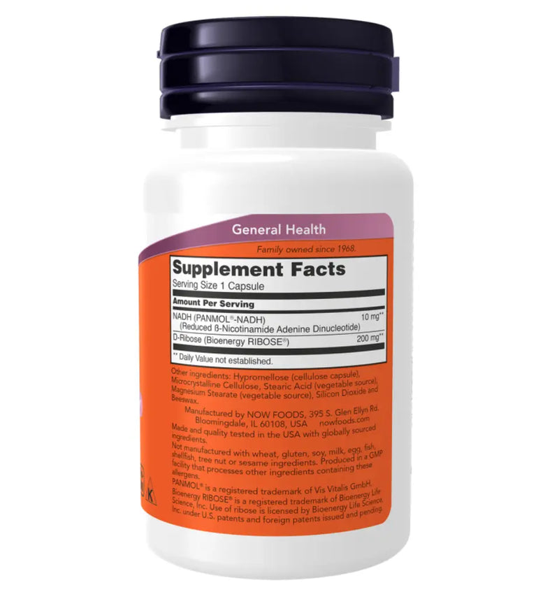 Nadh 10 Mg + Bioenergy Ribose™ 200 Mg 60 Caps Now - Viva Saudável