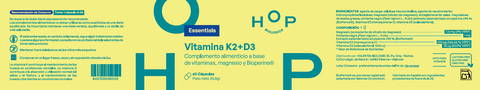 Vitamina K2 + D3 com Bioperine® 60 Cápsulas HOP Biologics