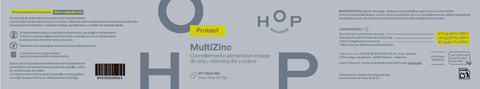 MultiZinc Zinco com B6 e Cobre 60 Cápsulas HOP Biologics