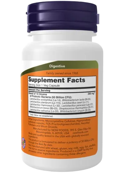 Probiotic 10 50 Billion 50 caps Now - Viva Saudável