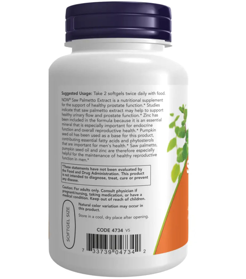 Saw Palmetto Extract 80 mg 90caps Now - Viva Saudável