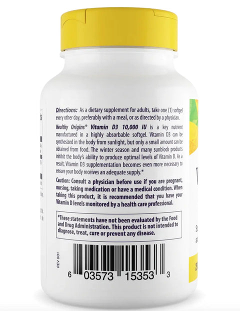 Vitamina D3 10.000 IU 360 softgel Healthy Origins Healthy Origins
