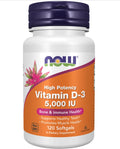 Vitamina D3 5000 UI 120 cápsulas vegetais Now Foods NOW