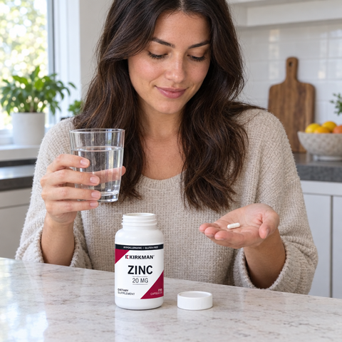 Adulto a preparar a toma de Zinc Kirkman