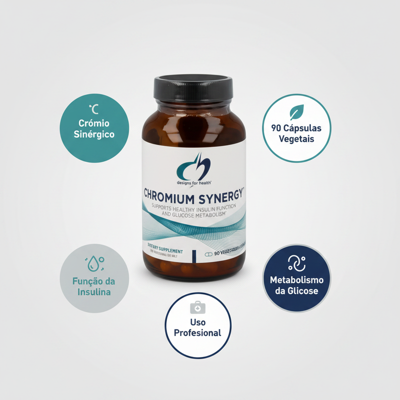 Chromium Synergy Designs for Health – embalagem com os destaques da fórmula