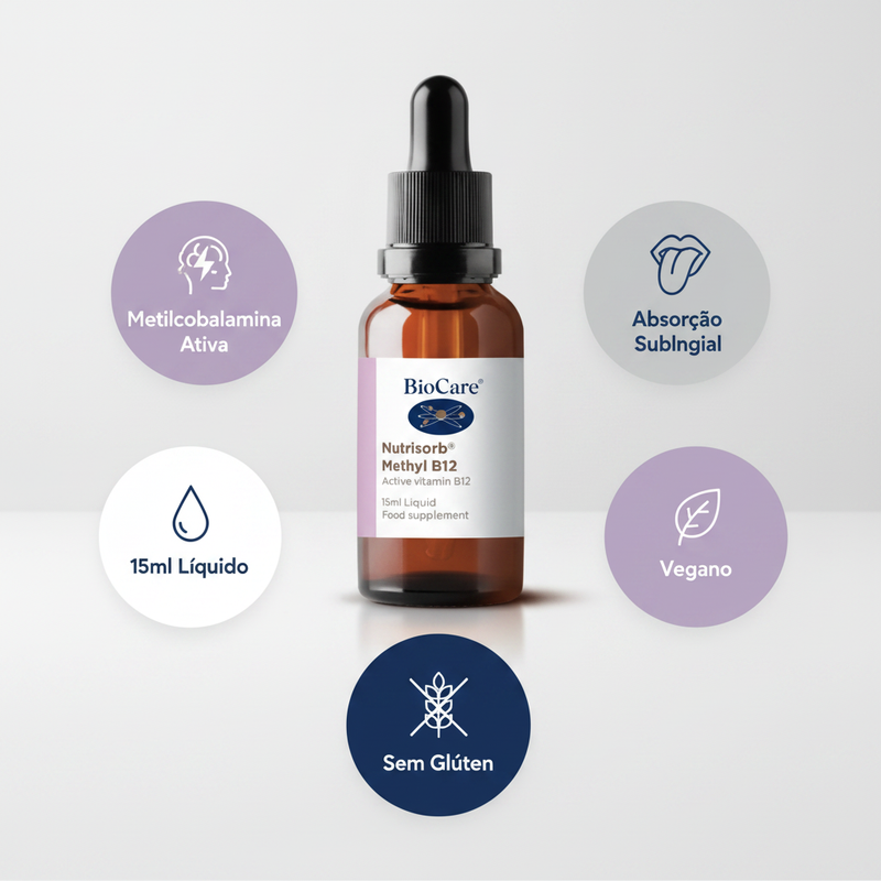 Methyl B12 Nutrisorb BioCare – embalagem com os destaques da fórmula