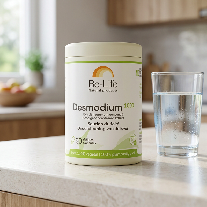 Desmodium 1000 Be-Life numa bancada de cozinha