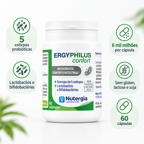 ERGYPHILUS Confort Nutergia – embalagem com os destaques da fórmula