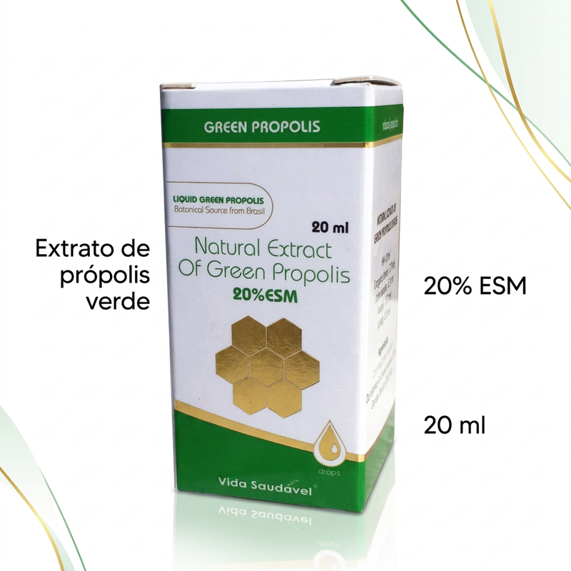 Extrato de Própolis Verde com destaques informativos