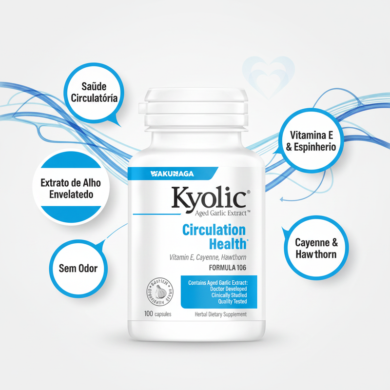 Kyolic Fórmula 106 – embalagem com os destaques da fórmula