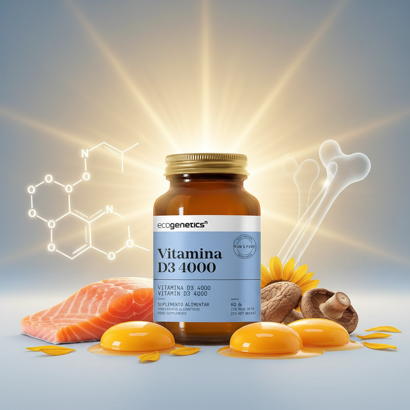 Vitamina D3 4000 UI Ecogenetics – ilustração dos ingredientes