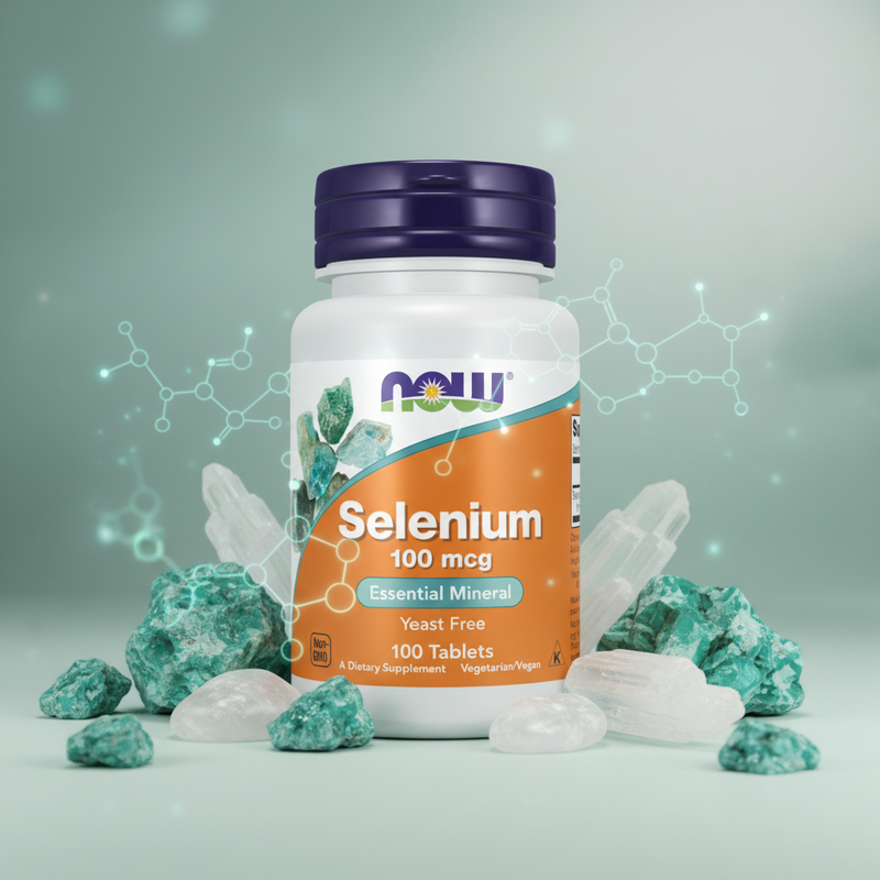 Selénio 100 mcg NOW Foods – ilustração dos ingredientes