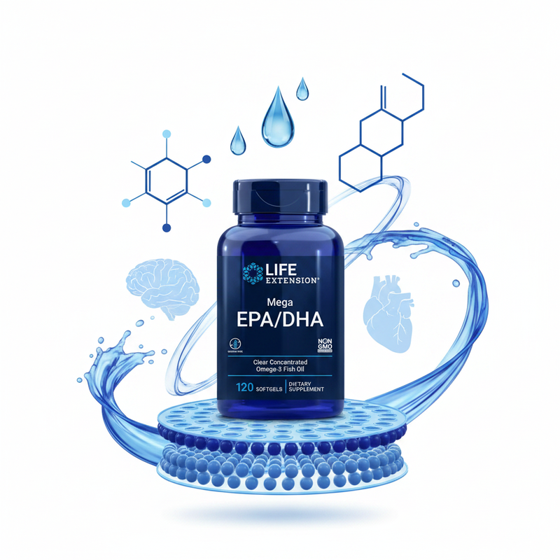 Mega EPA/DHA Life Extension – ilustração dos ingredientes
