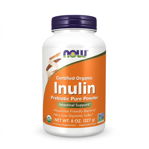Inulina NOW 227 g, frasco isolado em fundo branco