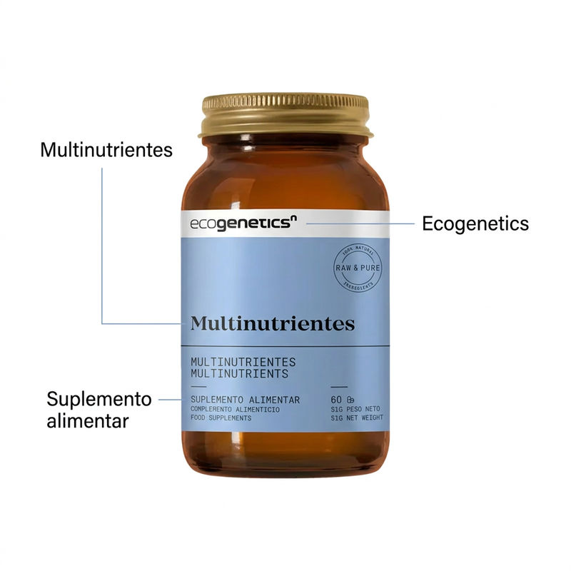 Multinutrientes Ecogenetics com destaques informativos