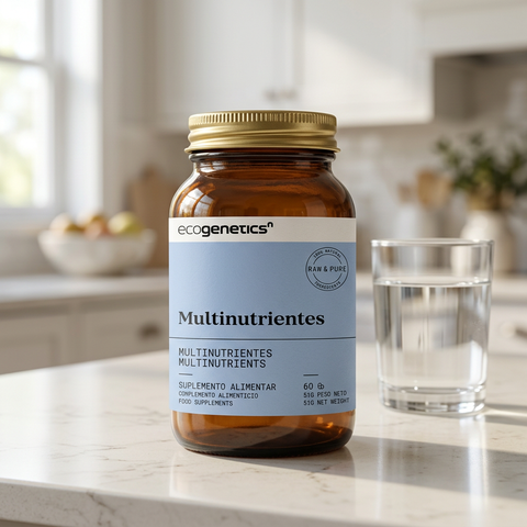 Multinutrientes Ecogenetics numa bancada de cozinha