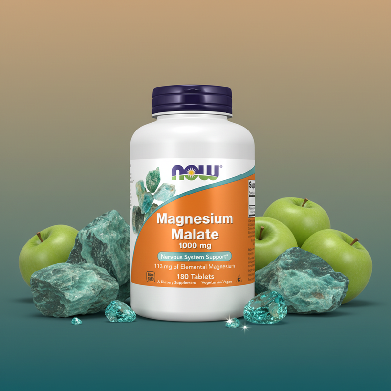 Malato de Magnésio NOW Foods – ilustração dos ingredientes