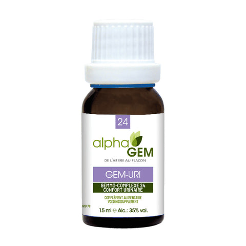 Gem-Uri 24 Alphagem 15 ml – complexo de gemoterapia com bétula, arando vermelho, amieiro, zimbro e urze