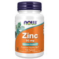 Zinc 50 mg NOW em fundo branco